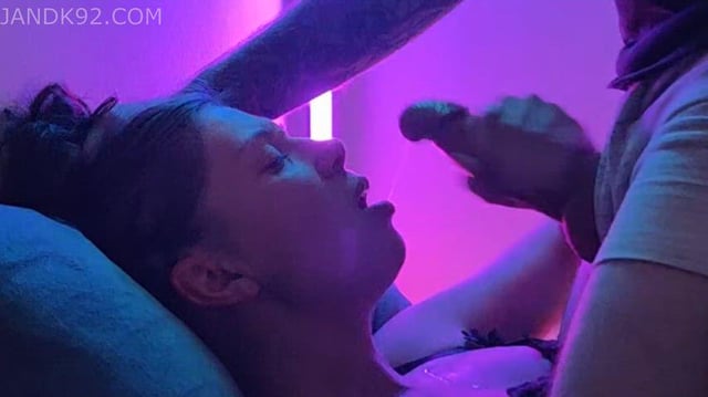 Putting his big load all over my pretty face.